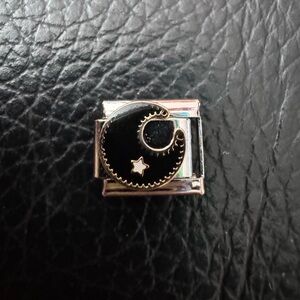 Black crescent moon Italian Charm link